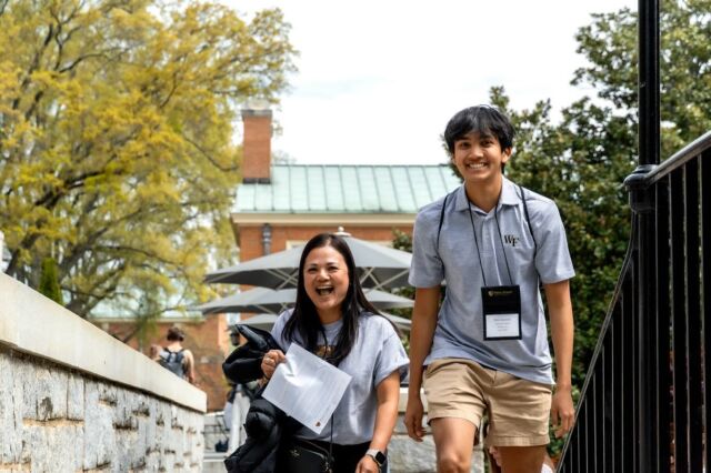 All smiles for our newest Deacs on their first official Campus Day! Welcome to the Forest, #WFU28! We could not be more excited to have you. #GoDeacs 🎩
